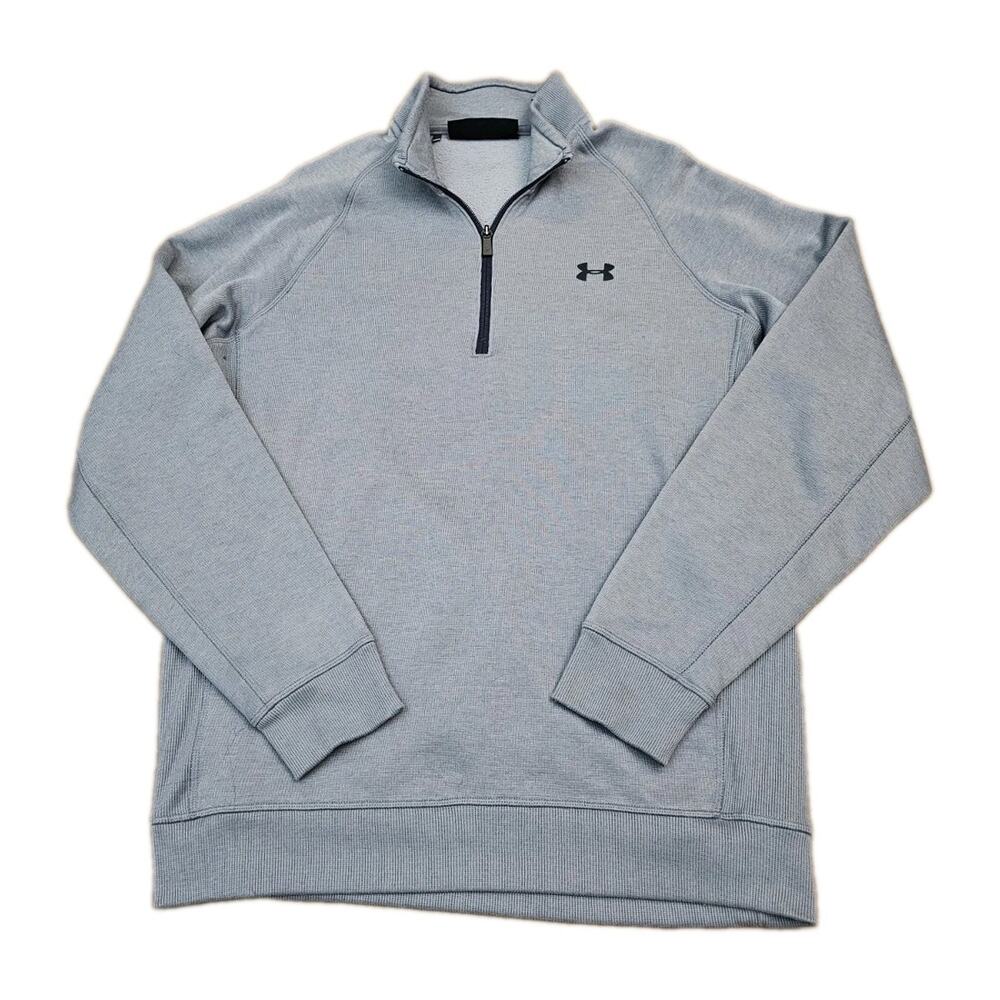 Under Armour ColdGear Mens L Loose Gray Fleece 1/4 Zip Mock Neck Pullover
